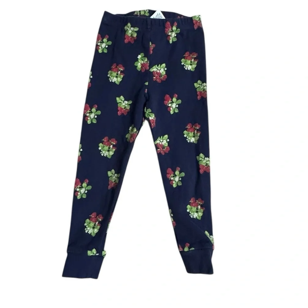 Janie and Jack Girls 3Pajama Set Long Sleeve blue with strawberries